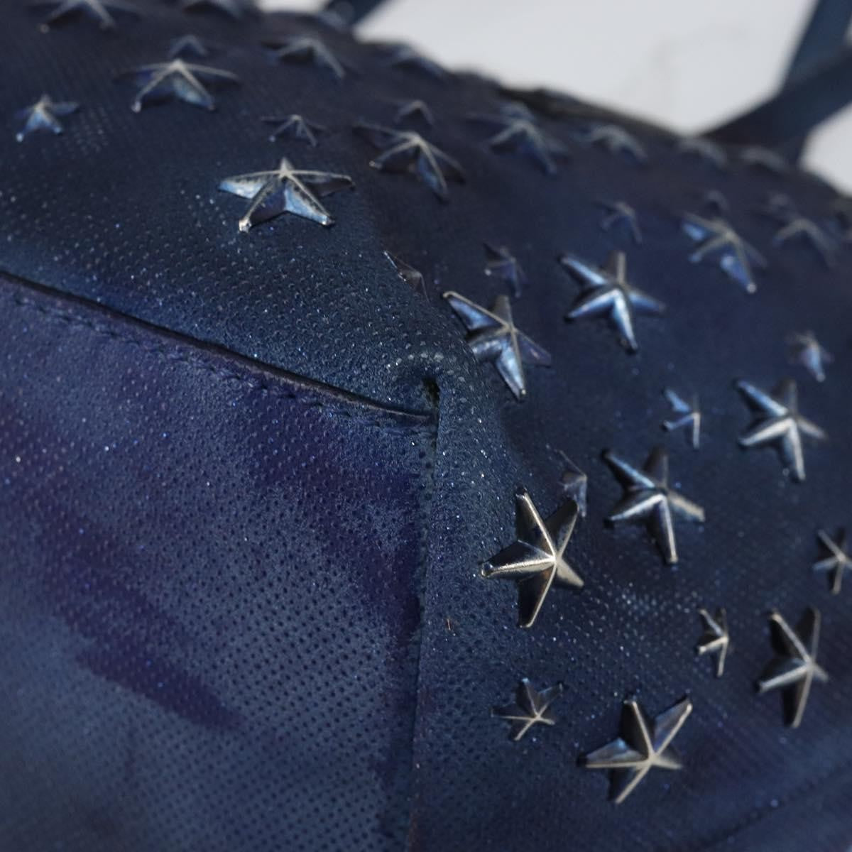 Jimmy Choo Jimmy Choo Studs Tote Bag Coated Canvas Blue Authentic sw1589