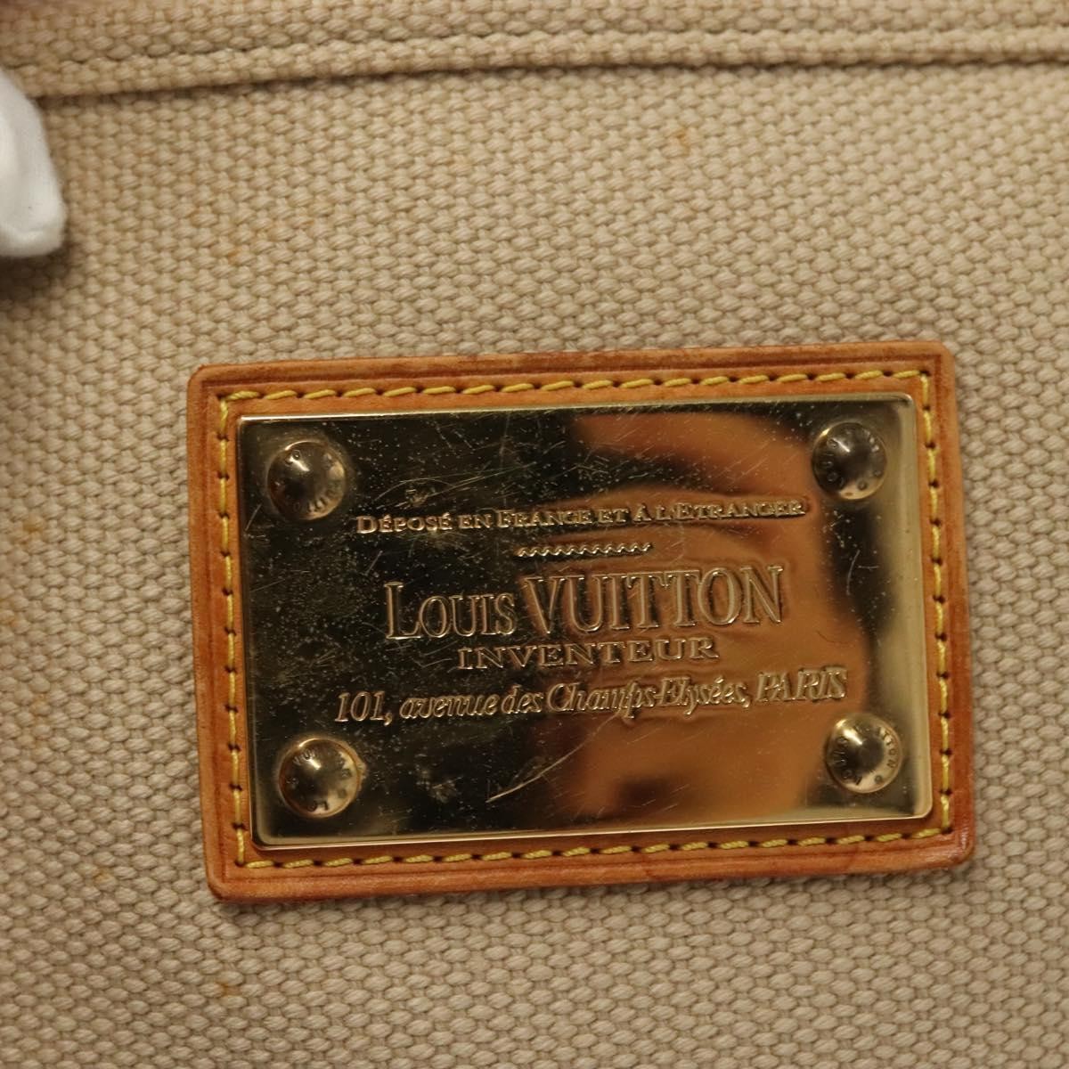Louis Vuitton LOUIS VUITTON Antigua Cabas MM Tote Bag Beige Red M40035 LV Authentic 137278