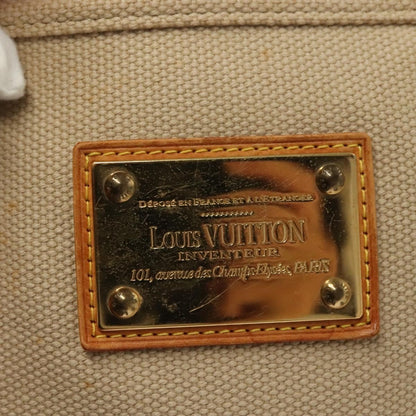 Louis Vuitton LOUIS VUITTON Antigua Cabas MM Tote Bag Beige Red M40035 LV Authentic 137278