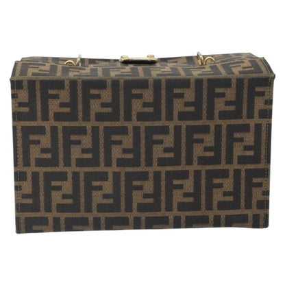 Fendi FENDI Zucca Canvas Vanity Hand Bag Black Brown Authentic 169044