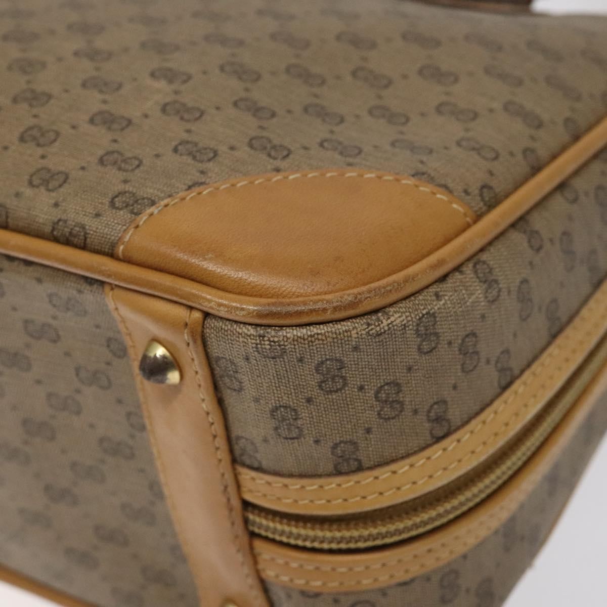 Gucci GUCCI Micro GG Supreme Hand Bag PVC Beige Gold 000 39 0030 Authentic BA2146