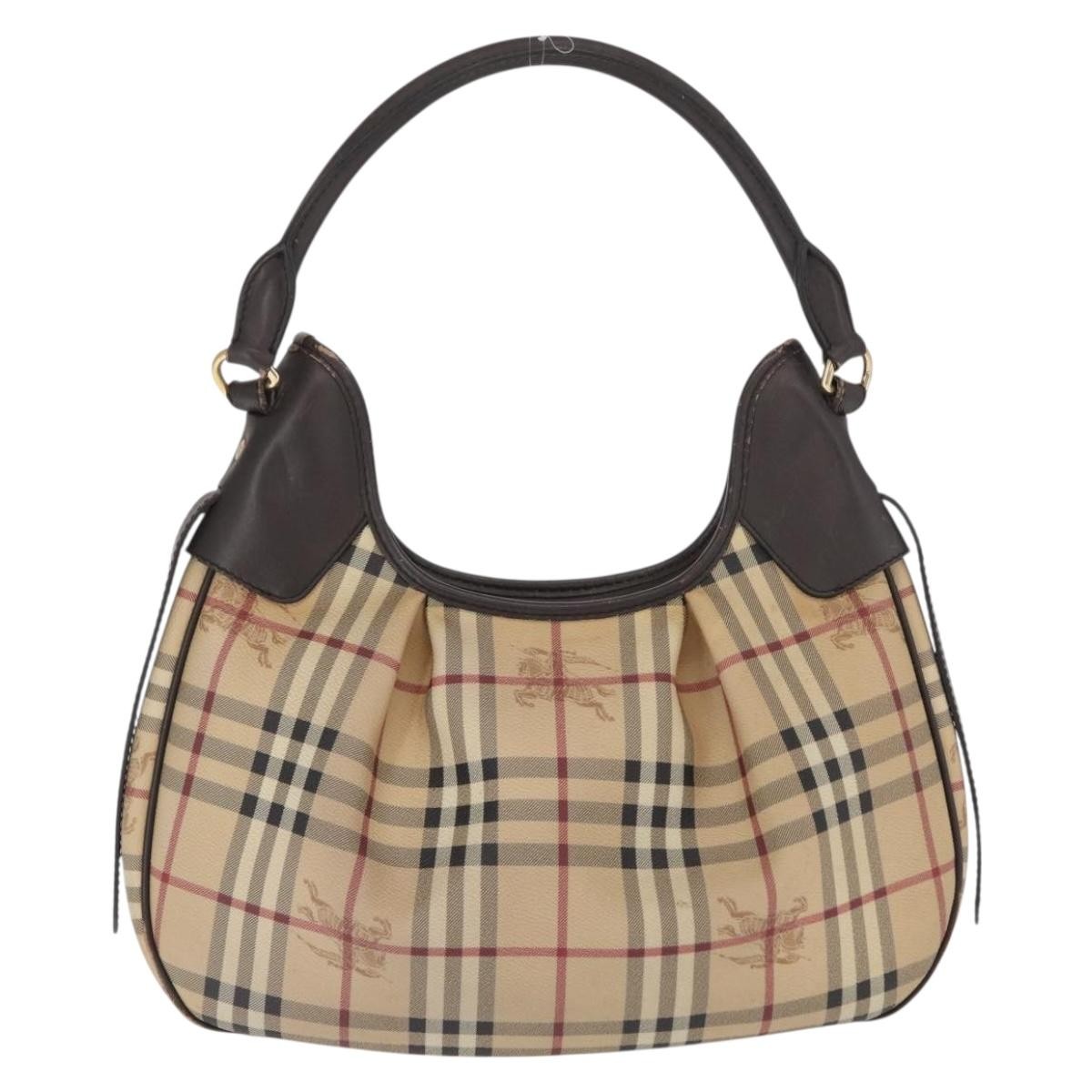 Burberry BURBERRY Nova Check Shoulder Bag PVC Beige Gold Authentic 165209