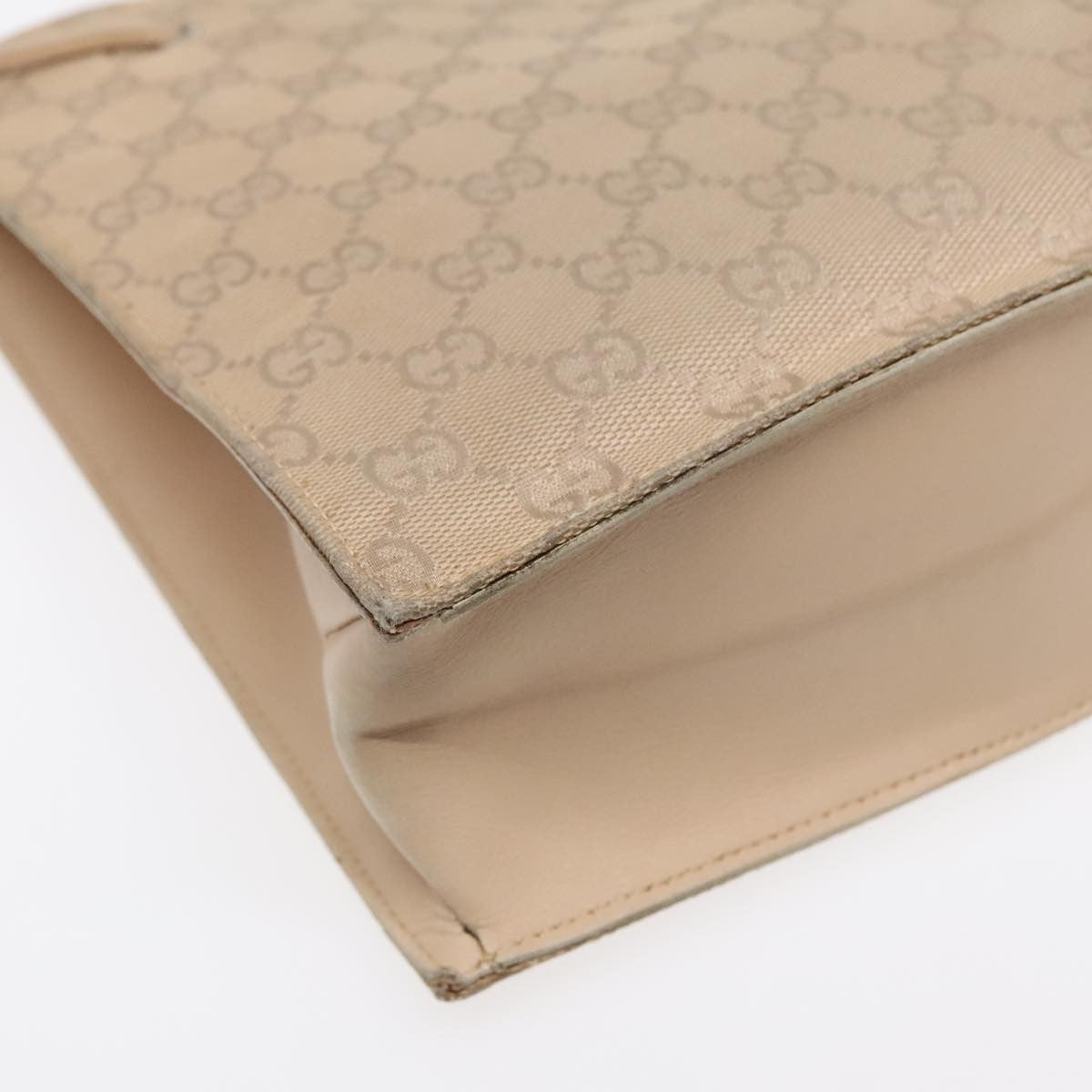 Gucci GUCCI GG Canvas Tote Bag Beige Silver 002 1053 Authentic 90509
