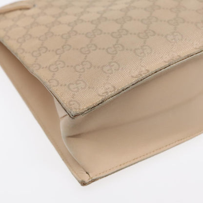 Gucci GUCCI GG Canvas Tote Bag Beige Silver 002 1053 Authentic 90509
