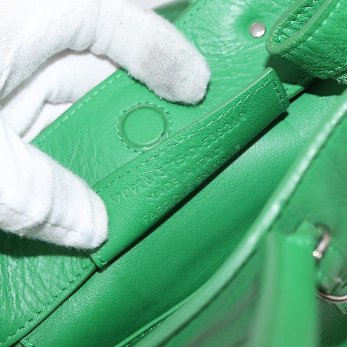 Balenciaga BALENCIAGA The Paper Tote Bag Leather 2way Green Silver 370926 Authentic 179403A