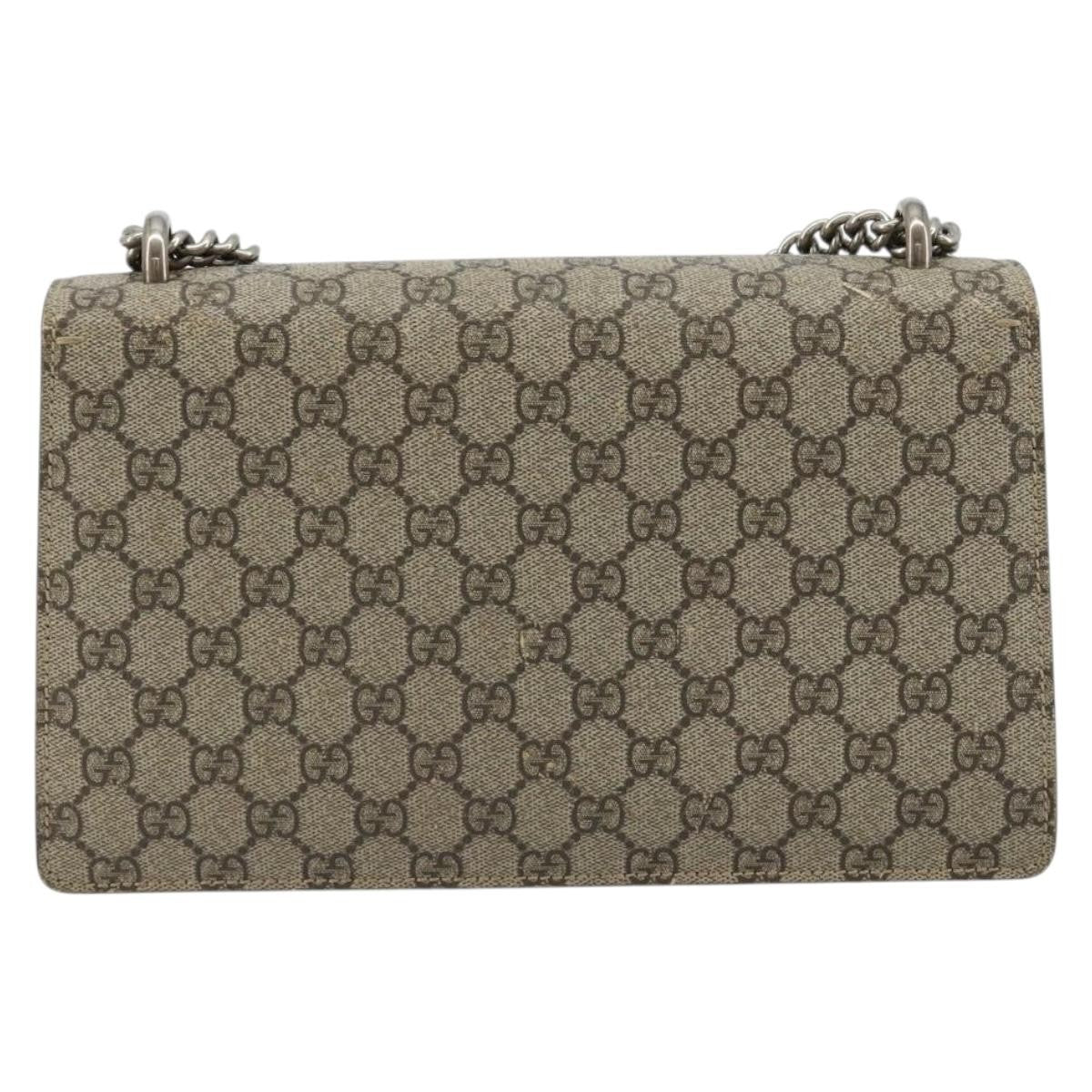 Gucci GUCCI GG Supreme Dionysus Chain Shoulder Bag PVC Beige Silver 400249 Authentic 165253