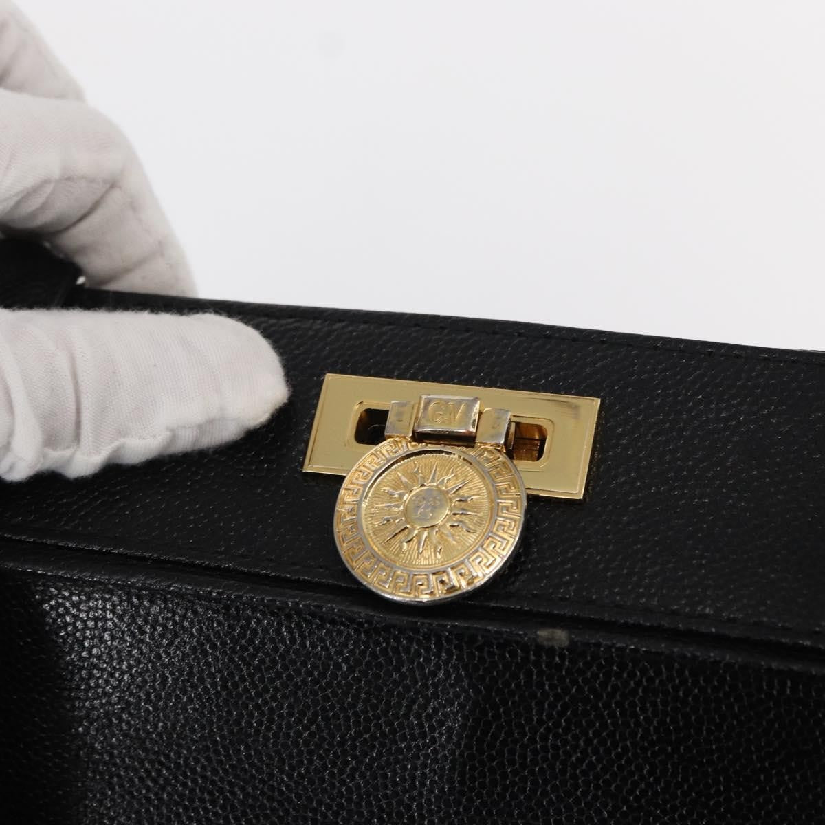 Versace VERSACE Tote Bag Leather Black Gold Authentic BA8013