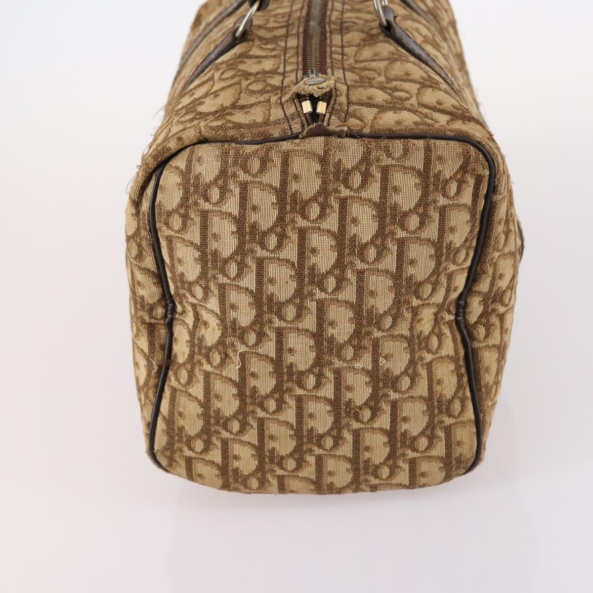 Dior Christian Dior Trotter Canvas Boston Bag Brown Gold Authentic 141365