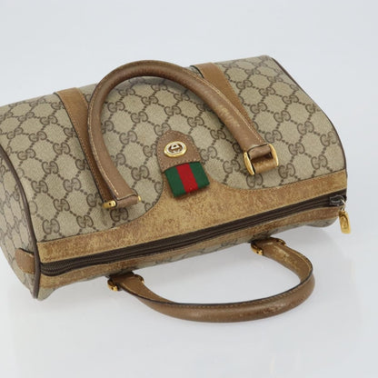 Gucci GUCCI GG Supreme Web Sherry Line Boston Bag PVC Beige Gold 40 02 006 Authentic 144227