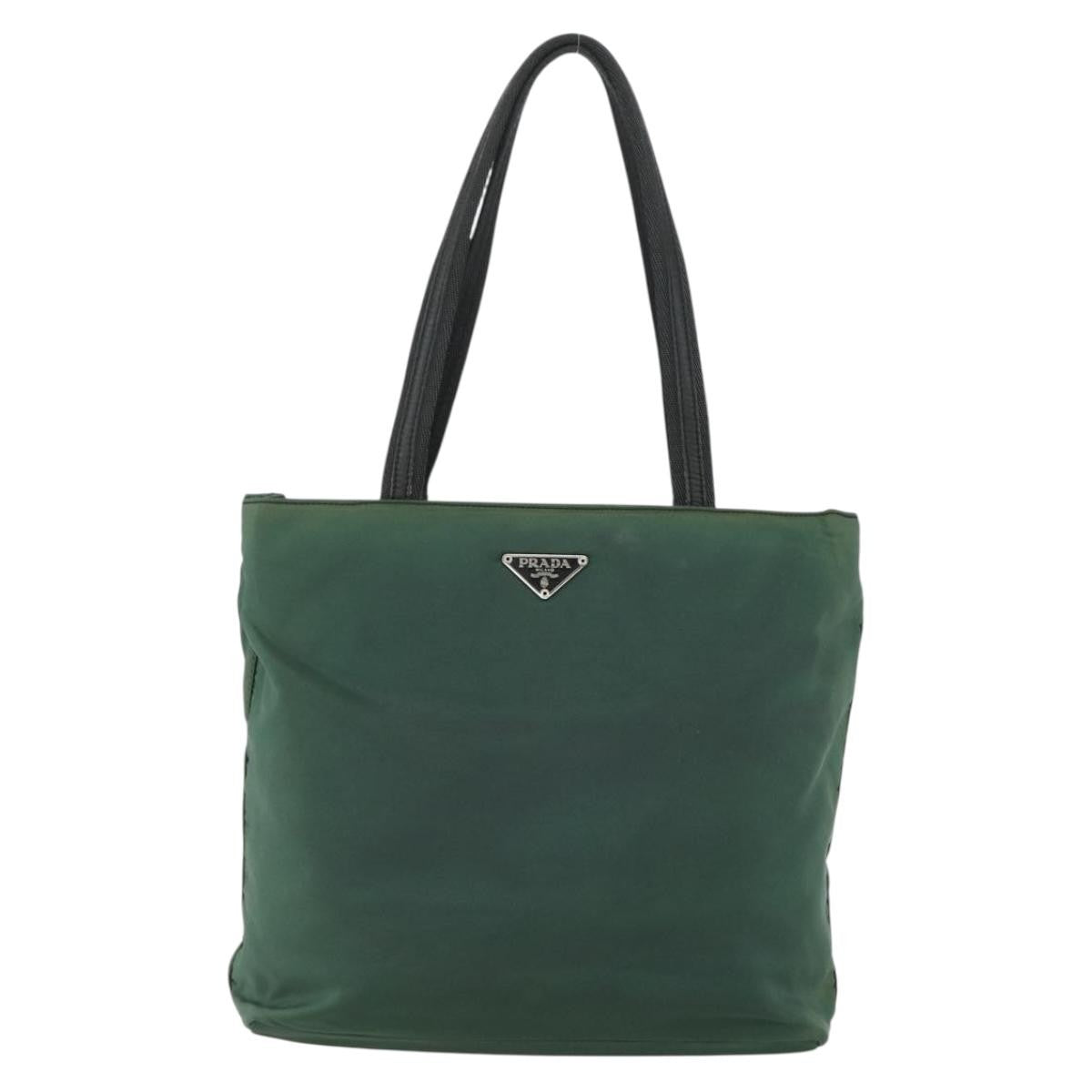 Prada PRADA Tote Bag Nylon Green Silver Authentic 155085