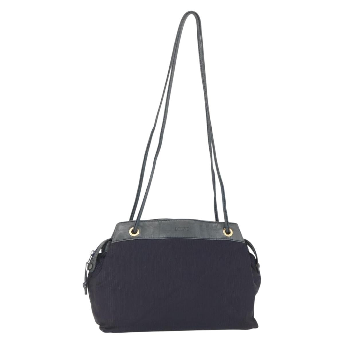 Loewe LOEWE Shoulder Bag Nylon Navy Gold Authentic 159401