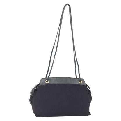 Loewe LOEWE Shoulder Bag Nylon Navy Gold Authentic 159401