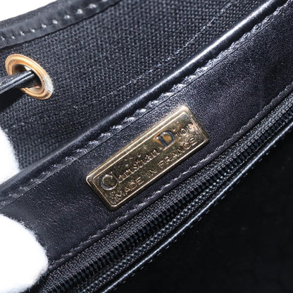 Dior Christian Dior Honeycomb Canvas Shoulder Bag PVC Black Gold Authentic 161139