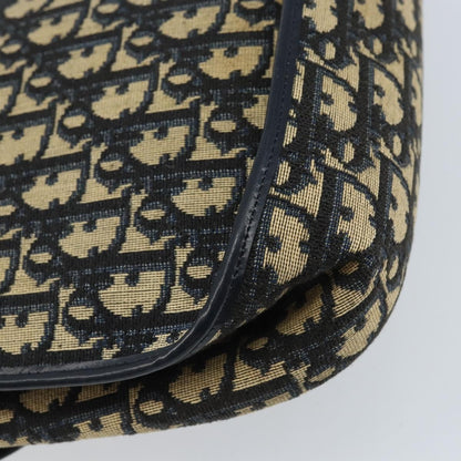 Dior Christian Dior Trotter Canvas Shoulder Bag Navy Gold Authentic gh1790