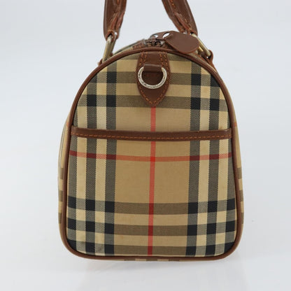 Burberrys Burberrys Nova Check Hand Bag Canvas Leather Beige Gold Authentic mr1638