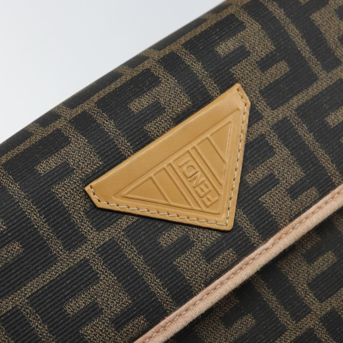 Fendi FENDI Zucca Canvas Hand Bag PVC Brown Black Authentic 158200