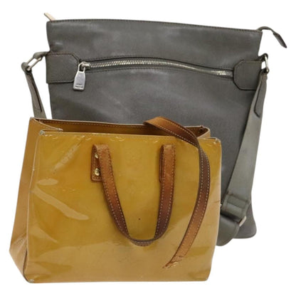 Louis Vuitton LOUIS VUITTON Taiga Vernis Shoulder Bag 2 Set Beige Gray LV Authentic 127248
