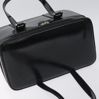 Gucci GUCCI Hand Bag Enamel Black Silver Authentic am8761