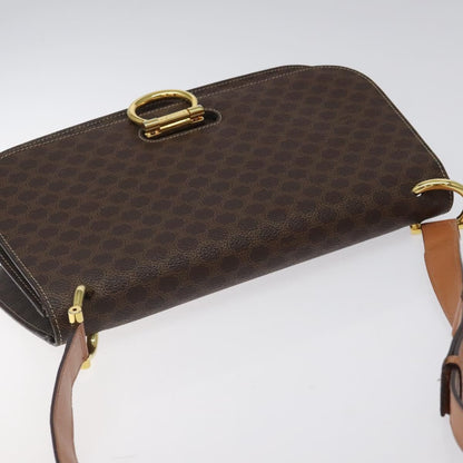 Celine CELINE Macadam Canvas Shoulder Bag PVC Leather Brown Gold Authentic 122137
