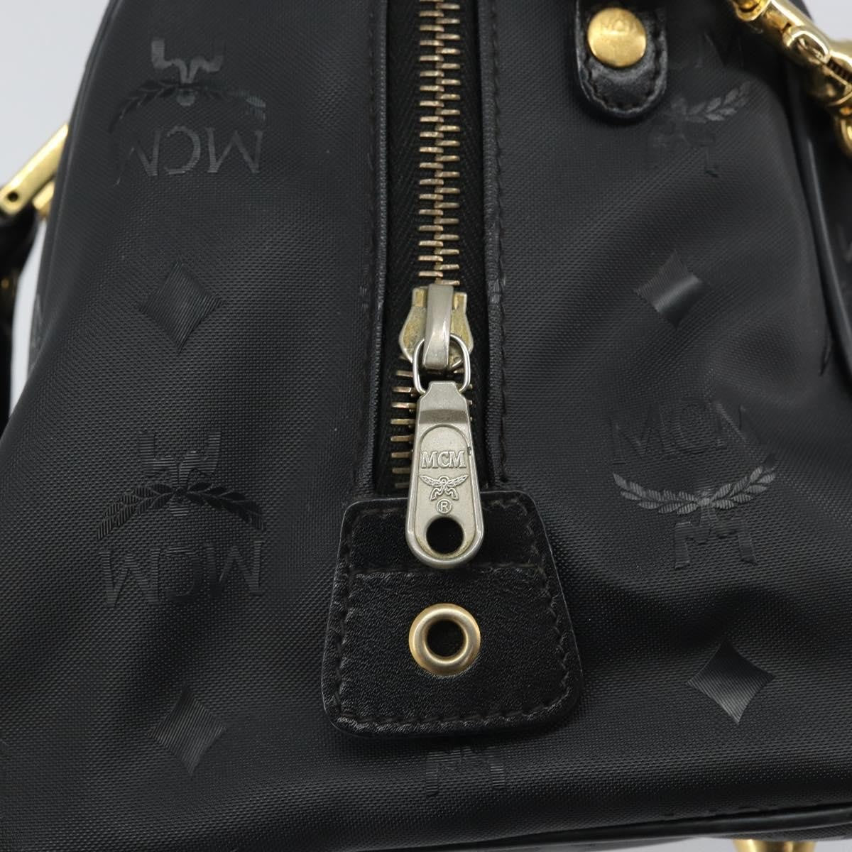 MCM MCM Vicetos Logogram Hand Bag PVC 2way Black Gold Authentic 160735