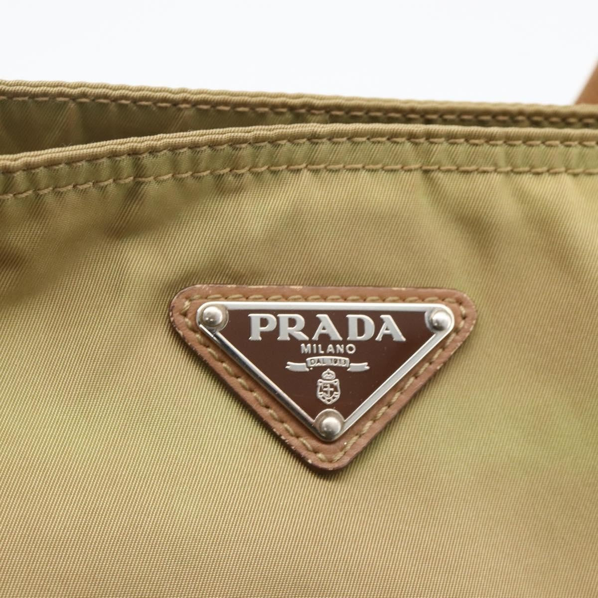 Prada PRADA Shoulder Bag Nylon Khaki Silver Authentic 175738