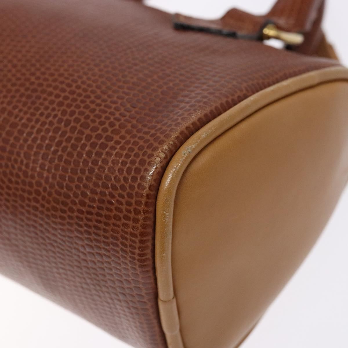 Fendi FENDI Hand Bag Leather 2way Brown Gold Authentic sw1085