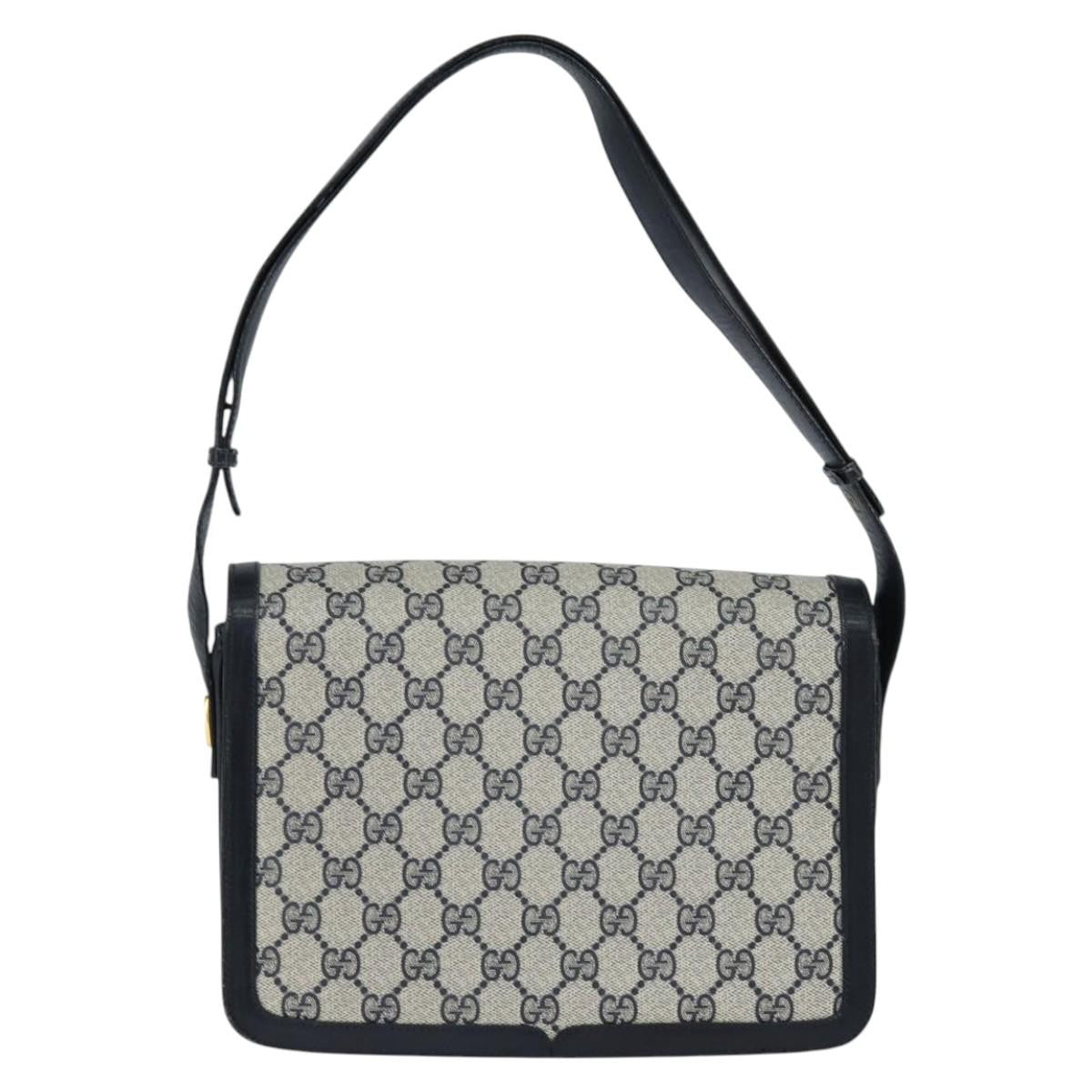 Gucci GUCCI GG Supreme Shoulder Bag PVC Navy Gold Authentic 147854