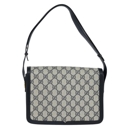 Gucci GUCCI GG Supreme Shoulder Bag PVC Navy Gold Authentic 147854