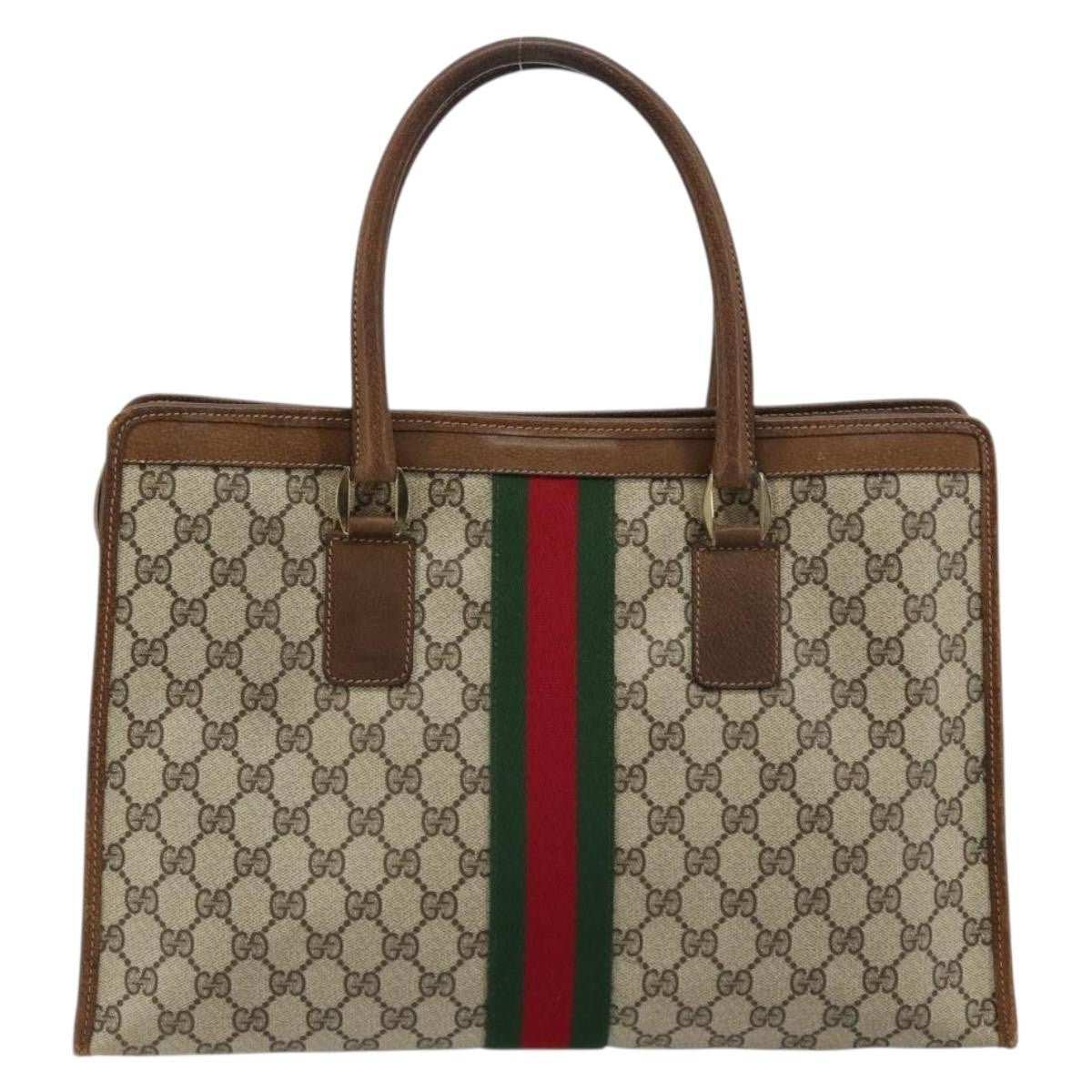 Gucci GUCCI GG Supreme Web Sherry Line Hand Bag PVC Beige Gold 002 4083 39 Authentic ka4103