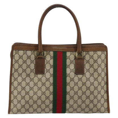 Gucci GUCCI GG Supreme Web Sherry Line Hand Bag PVC Beige Gold 002 4083 39 Authentic ka4103