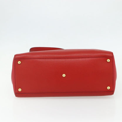 Fendi FENDI 2 JOURS Medium Hand Bag Leather 2way Red Gold Authentic 176097A