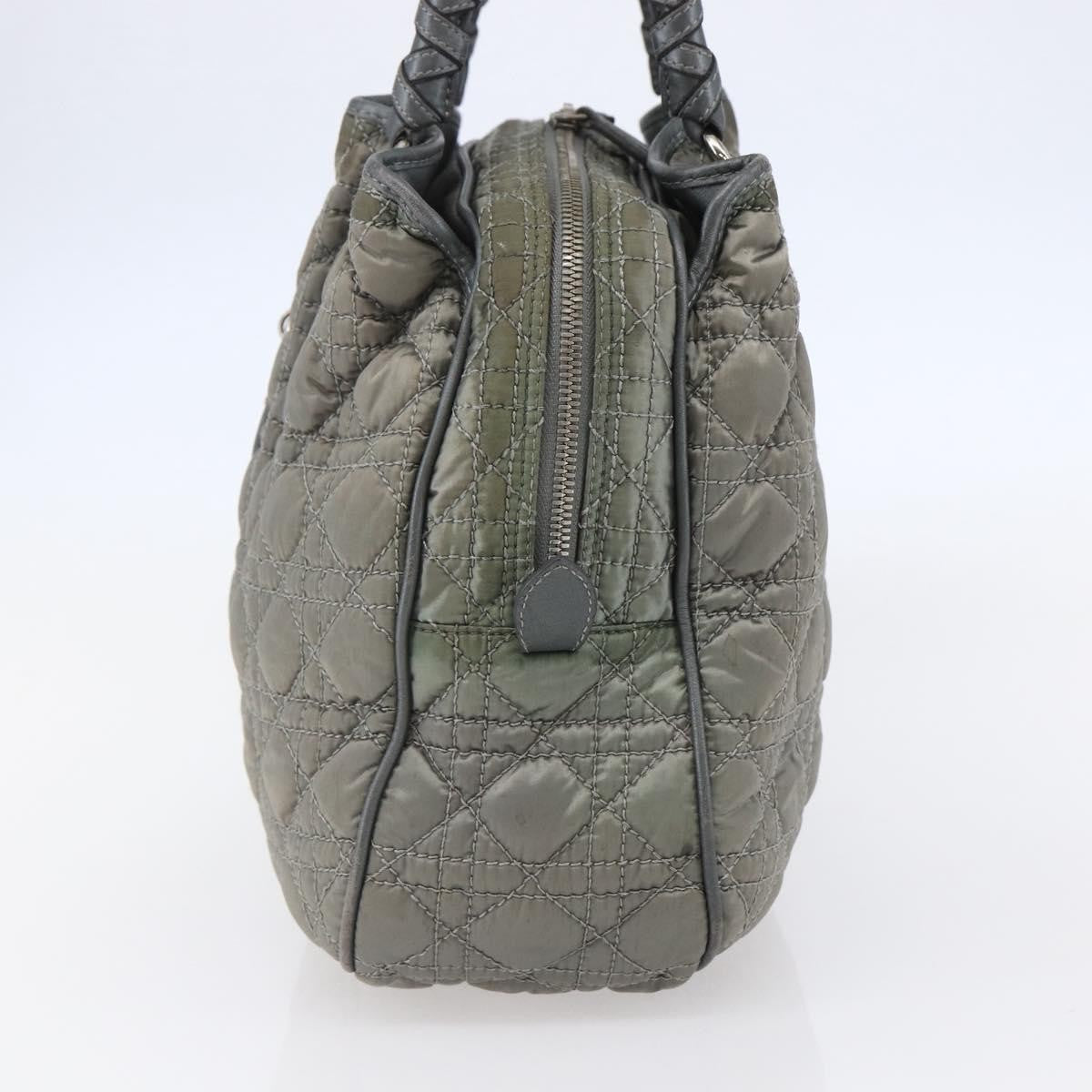 Dior Christian Dior Canage Hand Bag Nylon Gray Silver Authentic 147959
