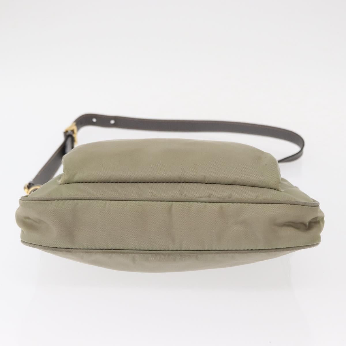 Prada PRADA Shoulder Bag Nylon Leather Beige Gold Authentic SW1841