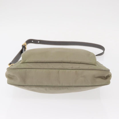 Prada PRADA Shoulder Bag Nylon Leather Beige Gold Authentic SW1841