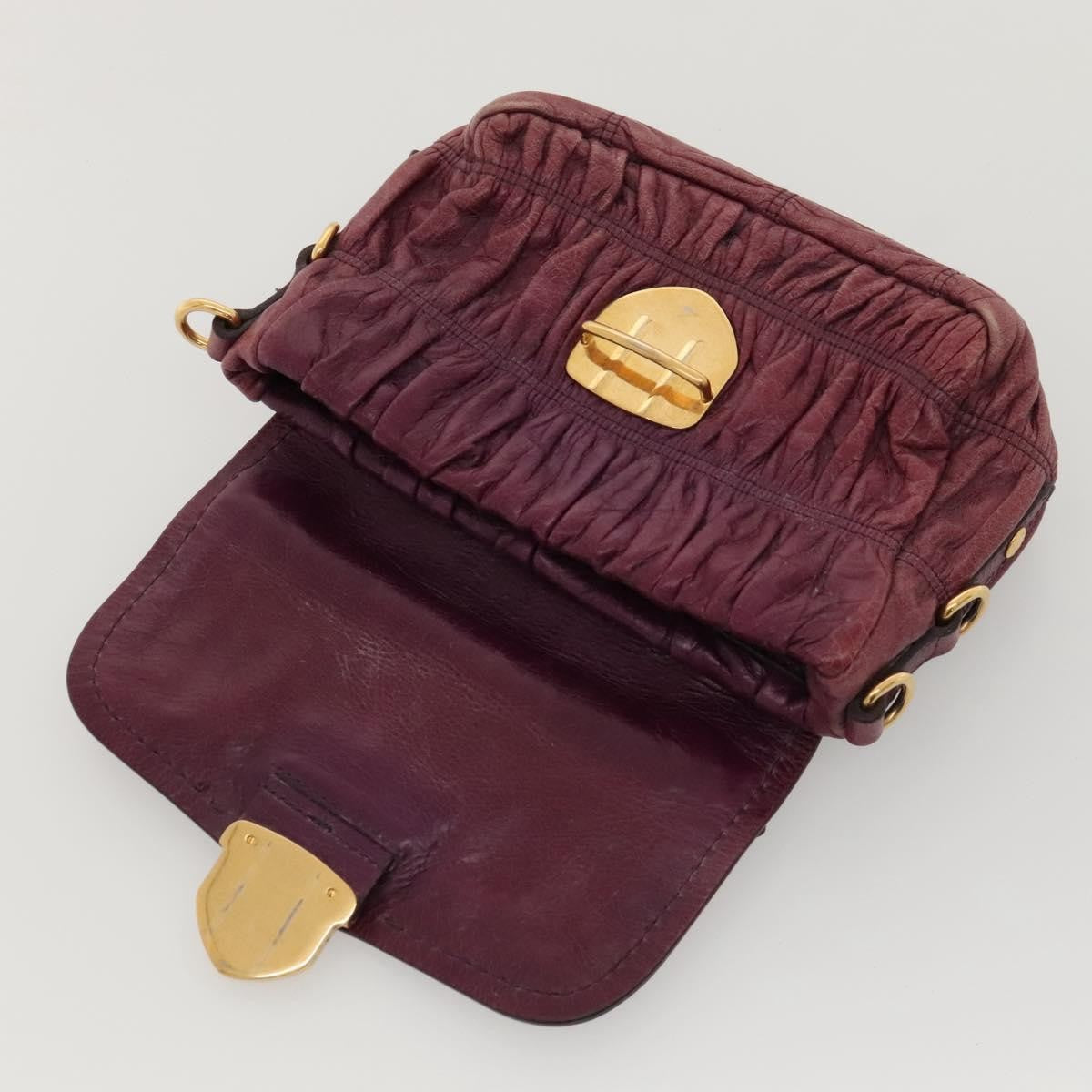 Prada PRADA Shoulder Bag Leather Purple Gold Authentic BD1517