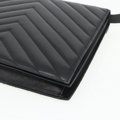 Saint Laurent SAINT LAURENT Shoulder Bag Leather Black Silver Authentic 176228