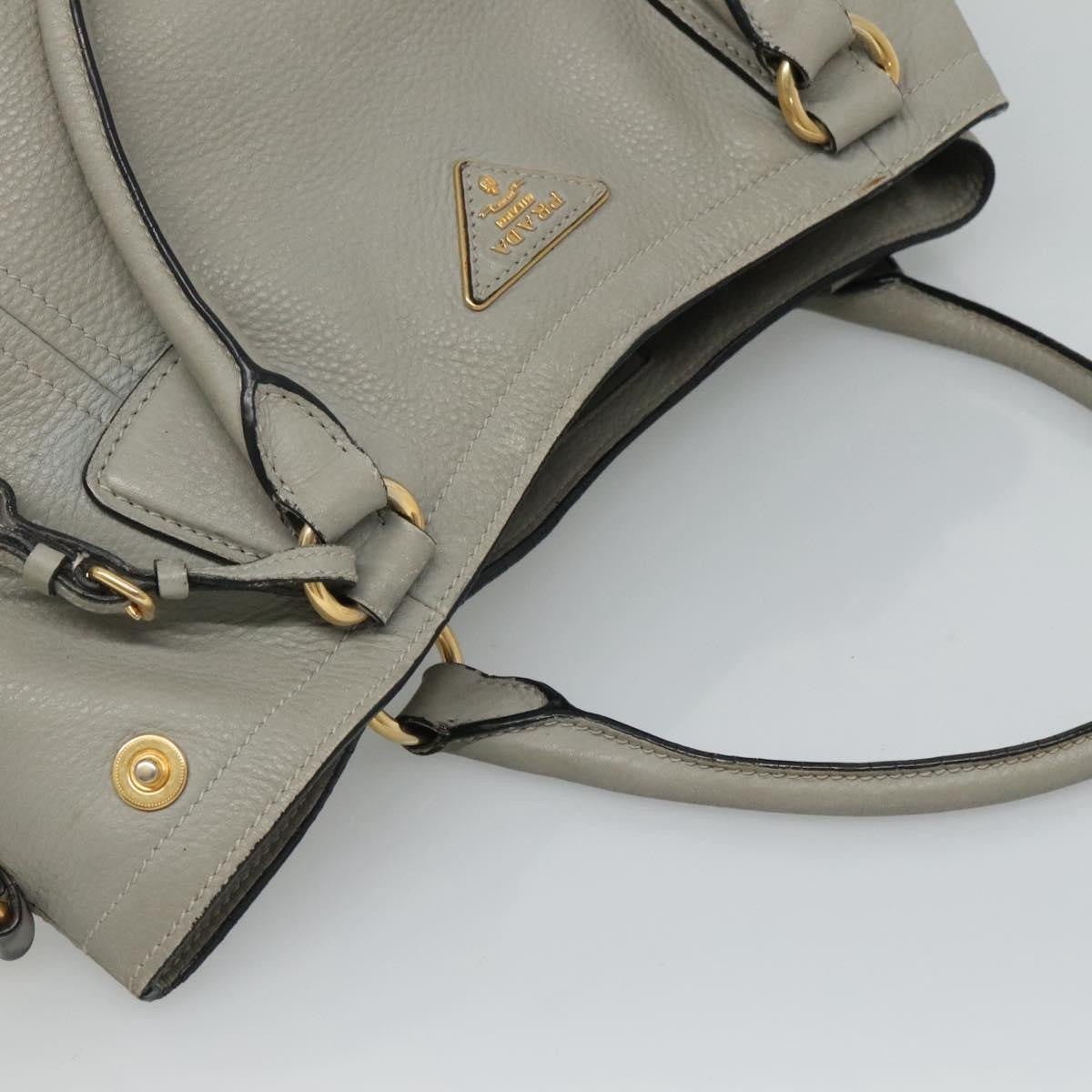 Prada PRADA Hand Bag Leather 2way Gray Authentic BA005
