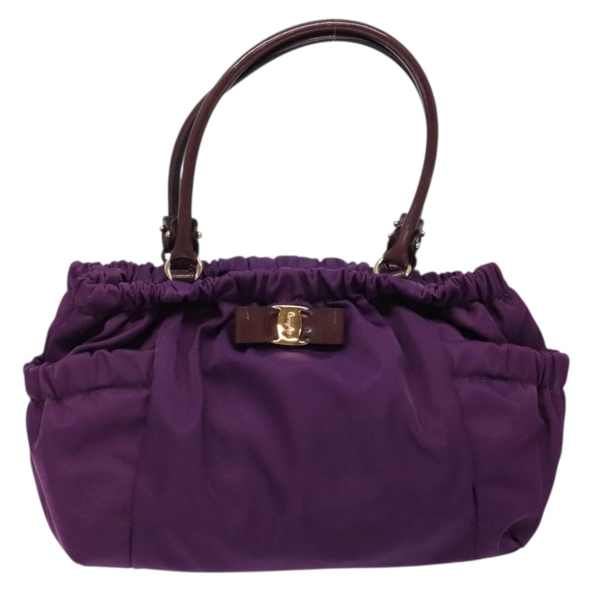 Salvatore Ferragamo Salvatore Ferragamo Vala Shoulder Bag Nylon Purple Gold Authentic 141527