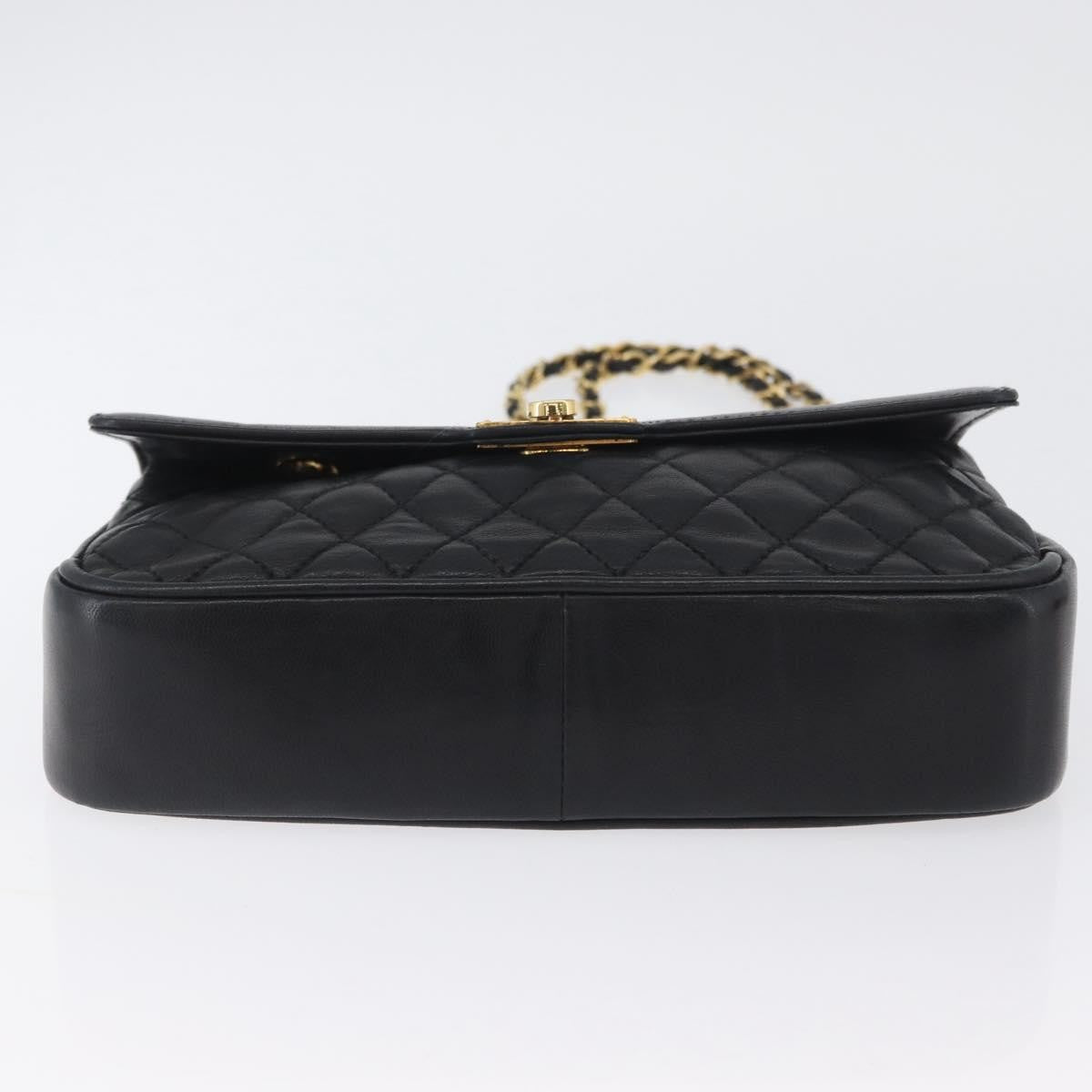 BALLY BALLY Chain Shoulder Bag Leather Black Gold Authentic BA10906