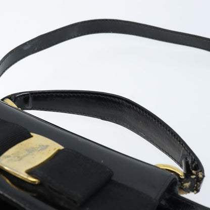 Salvatore Ferragamo Salvatore Ferragamo Vala Hand Bag Patent leather 2way Black Gold Authentic LNZ738