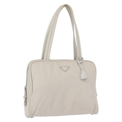 Prada PRADA Tote Bag Nylon White Silver Authentic am10449