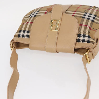 Burberrys Burberrys Nova Check Shoulder Bag Nylon Beige Gold Authentic 153830