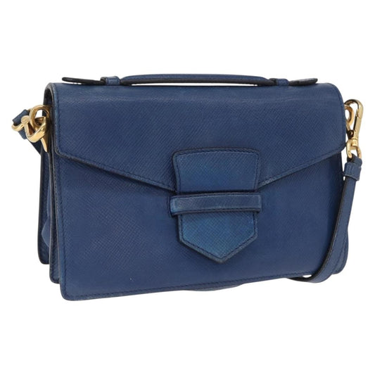 Prada PRADA Hand Bag Safiano leather 2way Blue Gold Authentic 163032
