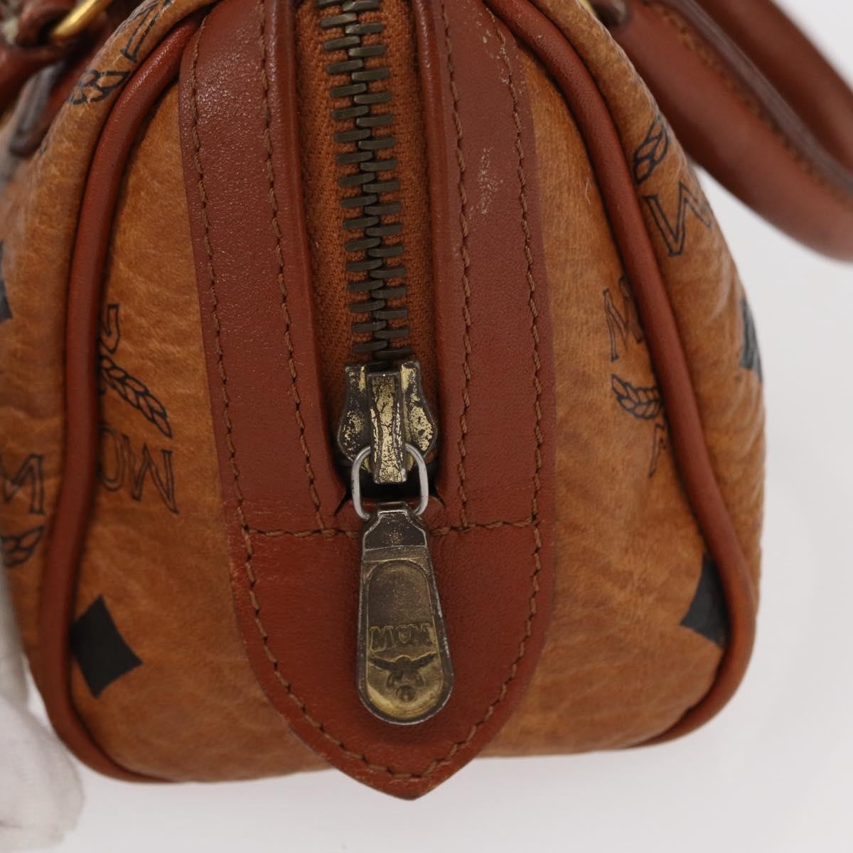 MCM MCM Logogram Vicetos Hand Bag PVC Leather Brown Gold Authentic bs31000