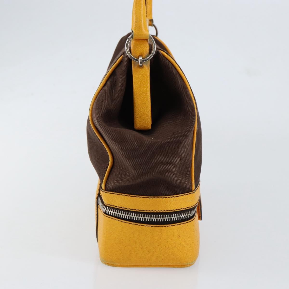 Prada PRADA Hand Bag Canvas Yellow Brown Authentic 154533