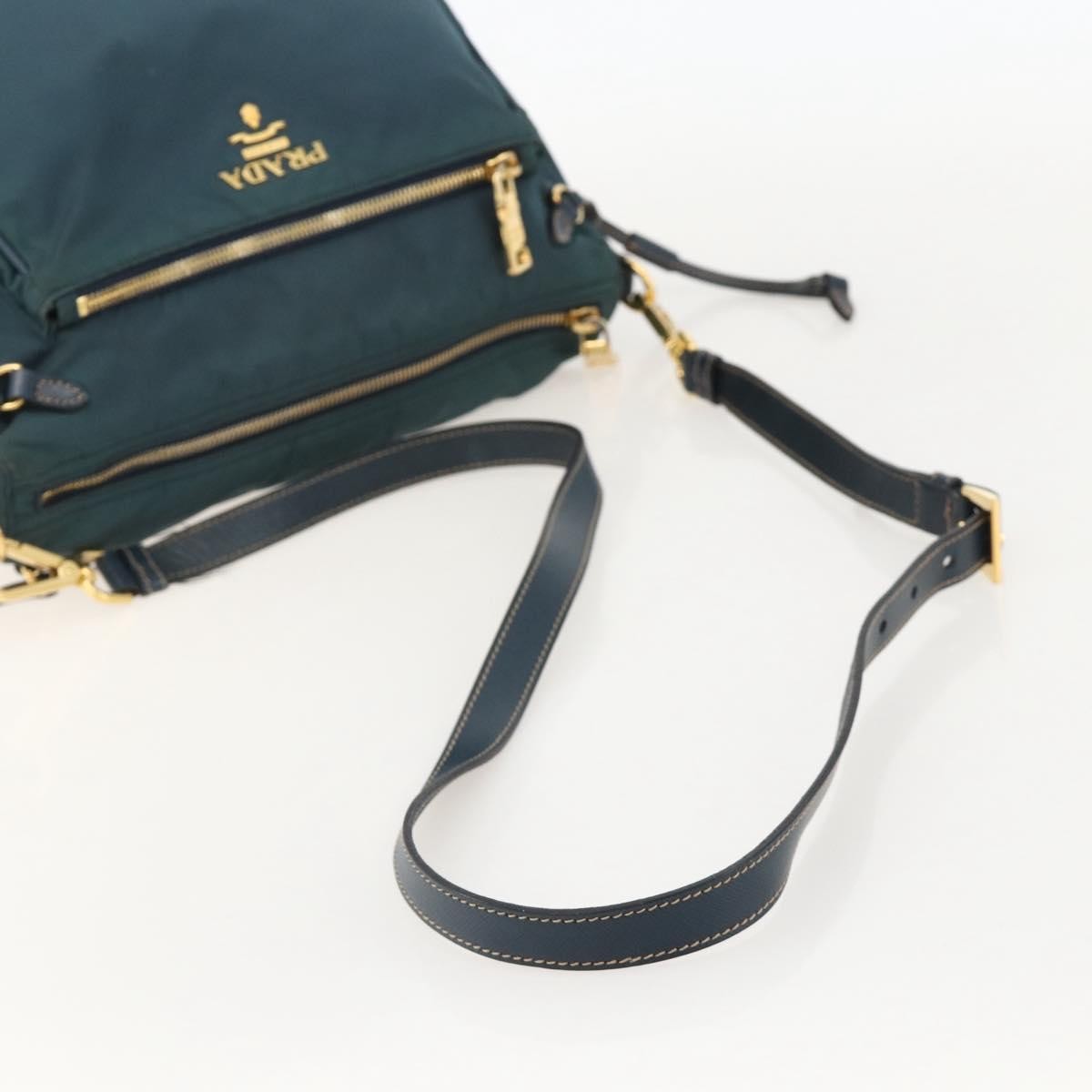 Prada PRADA Shoulder Bag Nylon Green Gold Authentic YKZ1088
