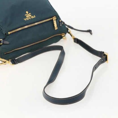 Prada PRADA Shoulder Bag Nylon Green Gold Authentic YKZ1088