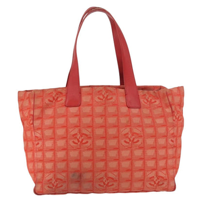 Chanel CHANEL New Travel Line Tote Bag Nylon Red Silver CC Authentic BA12813