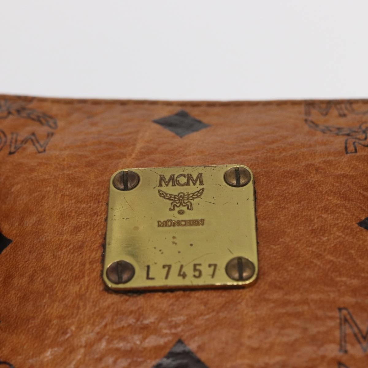 MCM MCM Logogram Vicetos Hand Bag PVC Leather Brown Gold Authentic bs31000