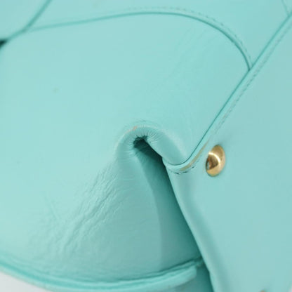 Salvatore Ferragamo Salvatore Ferragamo Gancini Hand Bag Leather Turquoise Blue Gold Authentic 150296